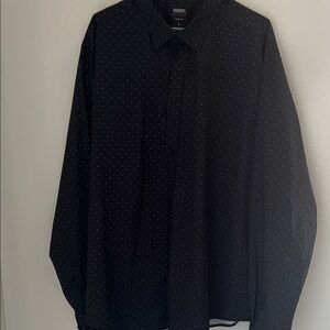 MIX&NY Black Dress Shirt with White Micro Dot Pattern